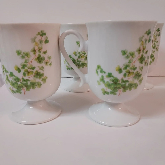 Set of 4 House of Prill Shamrock/Clover Pedestal Style Coffee Cups - Picture 5 of 8